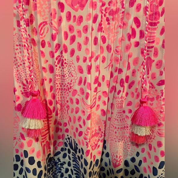 Lilly Pulitzer Marilina Raz Berry Blue and Hot Pink 3/4 Sleeve Blouse Sz M - Picture 3 of 7